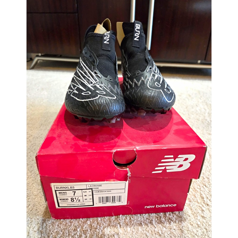 New Balance Burn X3 Lacrosse Cleats Men 7 Black White BURNXLB3 New